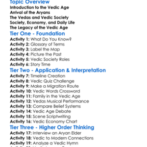 The Vedic Age And Aryan Migration Worksheet Activity Booklet