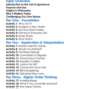 The Veil Of Ignorance Worksheet Activity Booklet