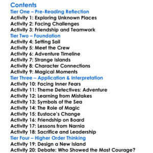 The Voyage Of The Dawn Treader Cs Lewis Worksheet Activity Booklet