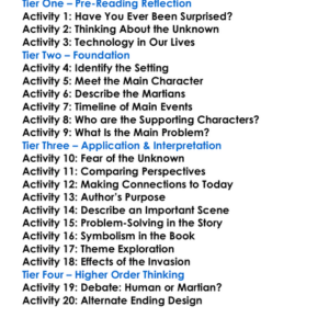 The War Of The Worlds Hg Wells Worksheet Activity Booklet