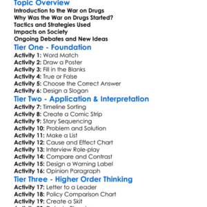 The War On Drugs Worksheet Activity Booklet