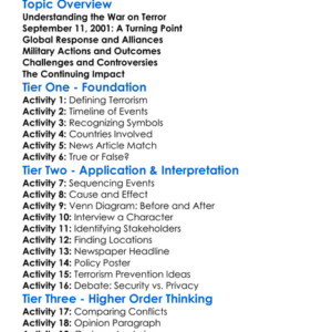 The War On Terror Worksheet Activity Booklet