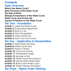 The Water Cycle And Its Biological Importance Worksheet Activity Booklet
