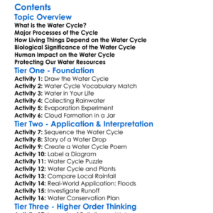 The Water Cycle And Its Biological Significance Worksheet Activity Booklet