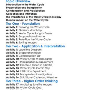 The Water Cycle In Biology Worksheet Activity Booklet