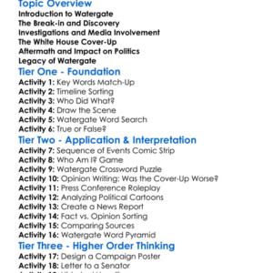 The Watergate Scandal Worksheet Activity Booklet