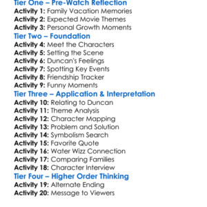 The Way Way Back Worksheet Activity Booklet