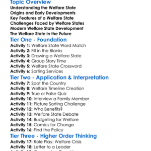 The Welfare State Development Worksheet Activity Booklet