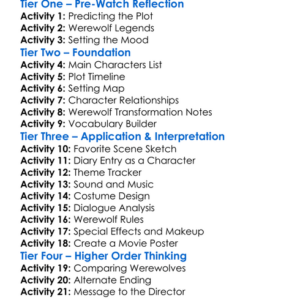 The Werewolf Reborn 1998 Worksheet Activity Booklet
