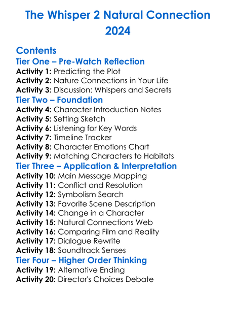 The Whisper 2 Natural Connection 2024 Worksheet Activity Booklet