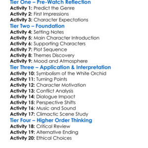 The White Orchid 2018 Worksheet Activity Booklet