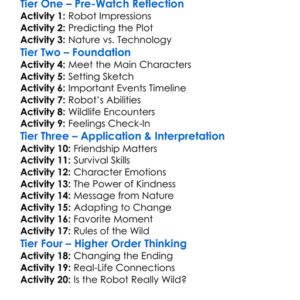 The Wild Robot Worksheet Activity Booklet