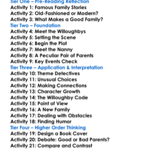 The Willoughbys Lois Lowry Worksheet Activity Booklet