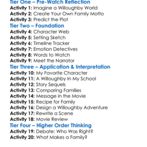 The Willoughbys Worksheet Activity Booklet