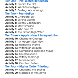 The Witches Worksheet Activity Booklet