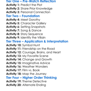 The Wizard Of Oz Worksheet Activity Booklet