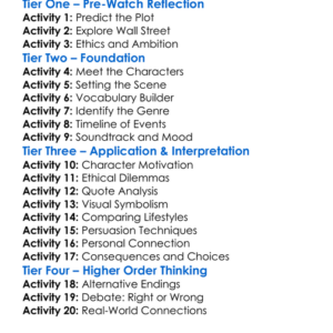 The Wolf Of Wall Street 2013 Worksheet Activity Booklet