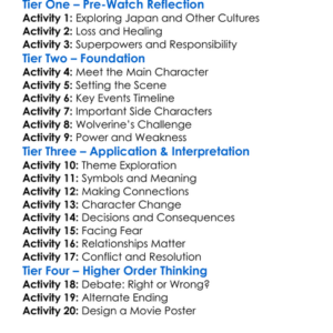 The Wolverine 2013 Worksheet Activity Booklet