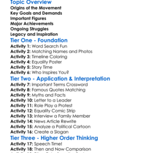 The Womens Liberation Movement Worksheet Activity Booklet