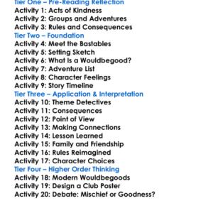 The Wouldbegoods E Nesbit Worksheet Activity Booklet