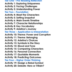 The Young Elites Marie Lu Worksheet Activity Booklet