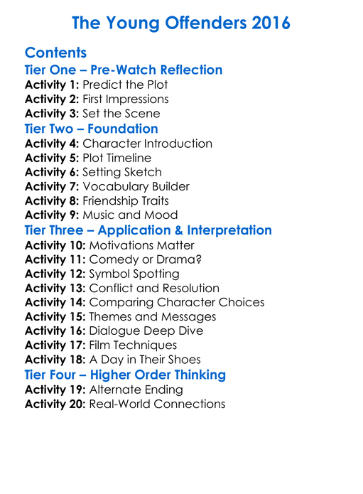 The Young Offenders 2016 Worksheet Activity Booklet