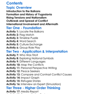 The Yugoslav Wars And Balkan Conflicts Worksheet Activity Booklet