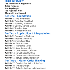 The Yugoslav Wars And Breakup Worksheet Activity Booklet