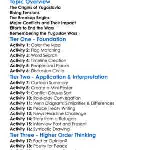 The Yugoslav Wars Worksheet Activity Booklet