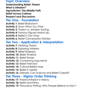 Theism And Atheism Worksheet Activity Booklet