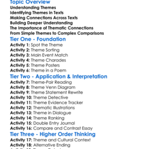 Thematic Connections Across Texts Worksheet Activity Booklet