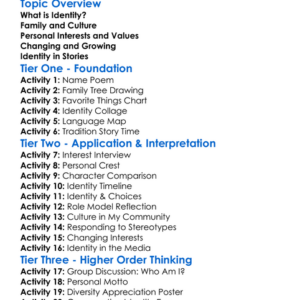 Theme Of Identity Worksheet Activity Booklet