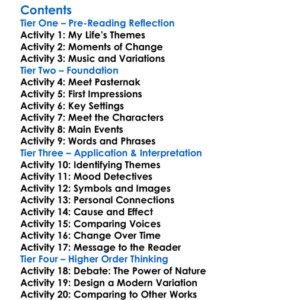 Themes And Variations Boris Pasternak Worksheet Activity Booklet