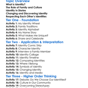 Themes Of Identity Worksheet Activity Booklet