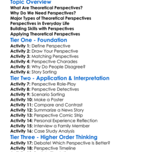 Theoretical Perspectives Worksheet Activity Booklet