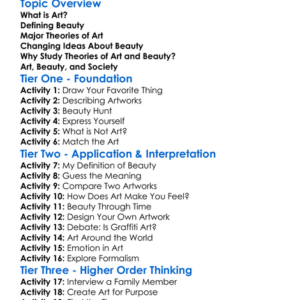 Theories Of Art And Beauty Worksheet Activity Booklet