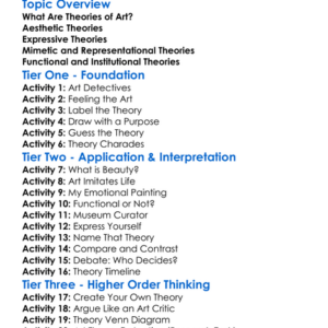 Theories Of Art Worksheet Activity Booklet