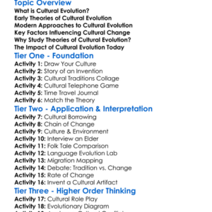 Theories Of Cultural Evolution Worksheet Activity Booklet