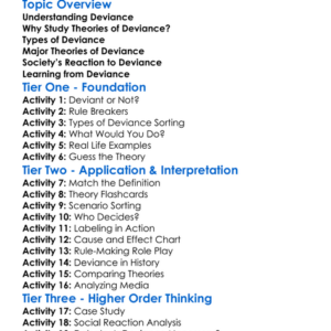 Theories Of Deviance Worksheet Activity Booklet