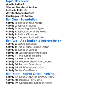 Theories Of Justice Worksheet Activity Booklet