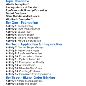 Theories Of Perception Worksheet Activity Booklet