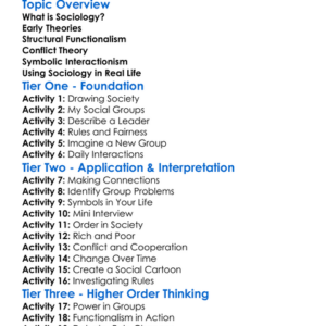 Theories Of Sociology Worksheet Activity Booklet