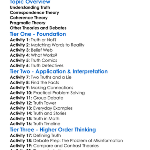 Theories Of Truth Worksheet Activity Booklet