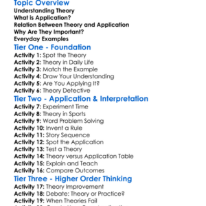 Theory And Application Worksheet Activity Booklet
