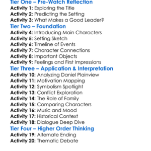 There Will Be Blood 2007 Worksheet Activity Booklet