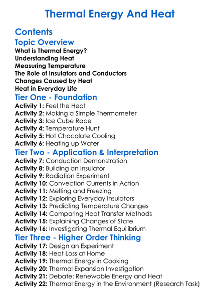 Thermal Energy And Heat Worksheet Activity Booklet