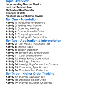 Thermal Physics Worksheet Activity Booklet