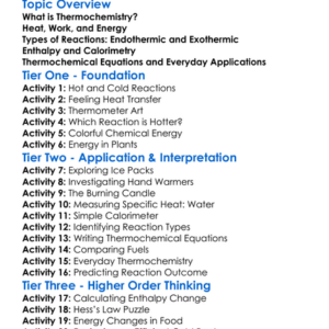 Thermochemistry Worksheet Activity Booklet