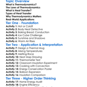Thermodynamics And Heat Transfer Worksheet Activity Booklet