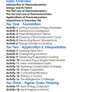 Thermodynamics And Its Laws Worksheet Activity Booklet